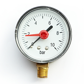 Dry pressure gauge with red pointer